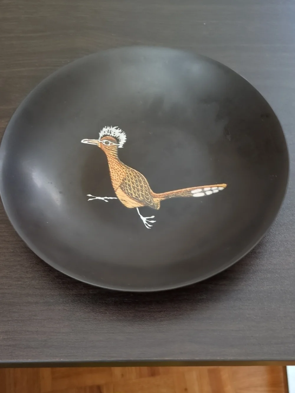 Couroc Of Monterey Bowl with Inlaid Road Runner Design
